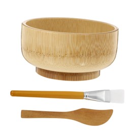 OATIPHO DIY Mask Mixing Tool Kit Natural Wooden Bowl Spatula Brush Essential Face Mask Mixing Supplies for Home Travel DIY Fun