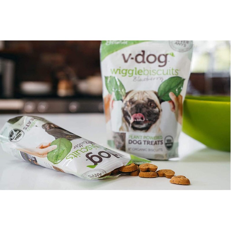 V-Dog Vegan Wiggle Biscuit Organic Dog Treats, Peanut Butter, 10