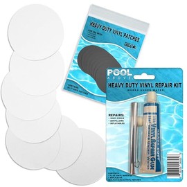 Heavy Duty Vinyl Repair Patch Kit for Above-Ground Pool Liner Repair; Glue and Patch Inflatables; Boat; Raft; Kayak; Air Beds; Inflatable Mattress Repair White