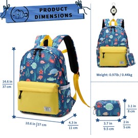 Mygreen Kids backpacks, Cute Lightweight Water Resistant Preschool Backpack for Boys and Girls Chest Strap, Orange Red Dinosaurs