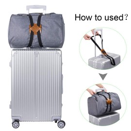 Adjustable Luggage Straps for Suitcases Add a Bag High Elastic Travel Bag Bungees Connecting Carry On Bag TSA Approved (2 Pack Black)