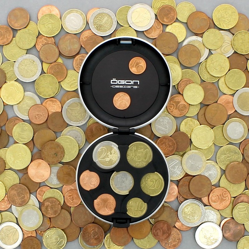 ÖGON DESIGN Euro Coin Dispenser Münzspender, Silber, Einheitsgröße