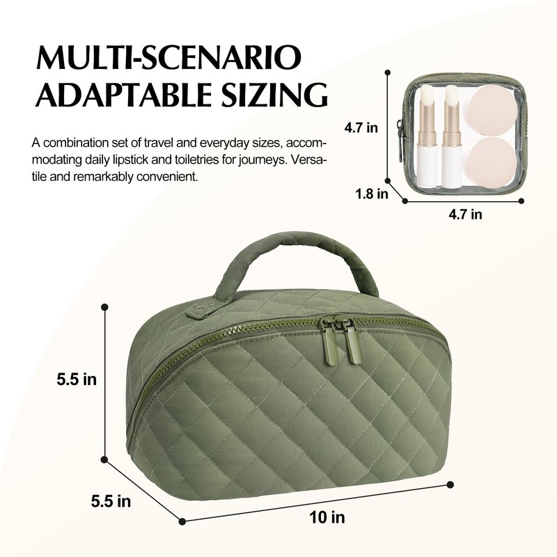 honitty Makeup Bag, Quilted Makeup Bag, Puffy Travel Make up