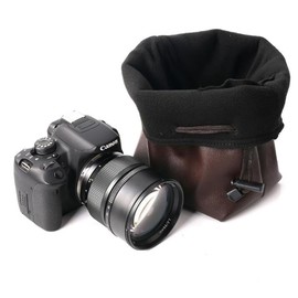 Cedar Eight Camera Bag, Drawstring Pouch, Lens Case, Lightweight, SLR Camera Lining, Fleece Camera Pouch, Braun, L, Casual