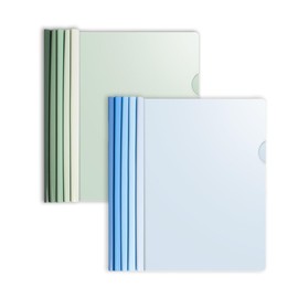 VODAFQS A4 Sliding Bar Binder, Pack of 10, Green and Blue, Polypropylene (PP), A4, 10 Pockets, Top, 10 Sheet Capacity