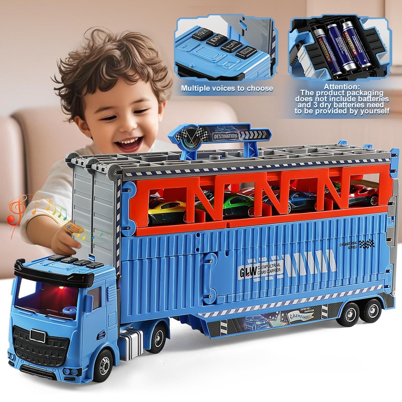 GLW 78 Inch Foldable GLWExtended Carrier Truck Race Track Playset
