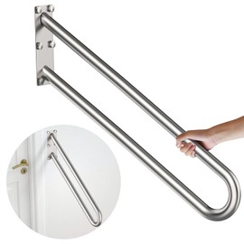 28 Inch U Shaped Handrail for 1-5 Steps - 1.25" Tube, ZUEXT Satin Brushed Nickel Stainless Steel Safety Grab Bar,Wall Mounted Handicap Hand Railing for Outdoor Garage Entry Interior Exterior Stairway