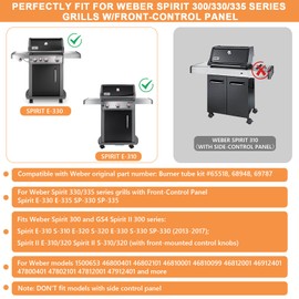 PETKAO 18" Grill Burner 68948 65518 for Weber Spirit Grill Parts 330 335 SP330 SP335 (w/Front Mounted Control Knobs), 69787 Burner Tube Kit for Weber Grill Spirit 2 Parts GS4 Spirit II 300 SER 67993