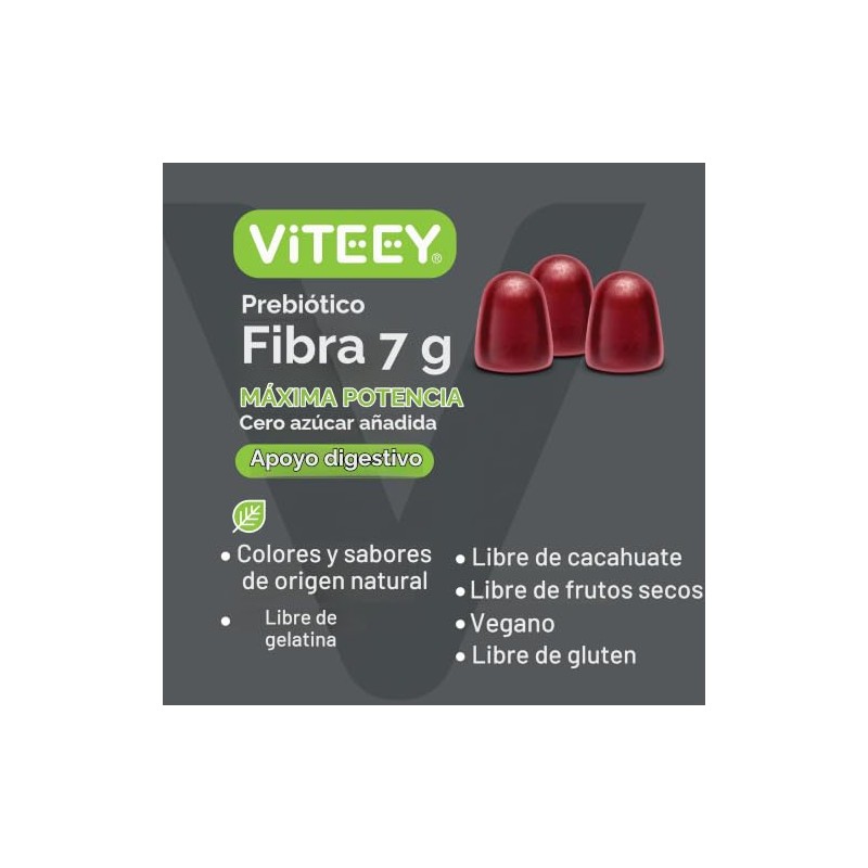 Viteey - Gomitas prebióticas de fibra para adultos, 7 g