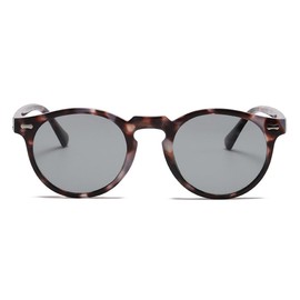 QVKUUT Round Polarised Sunglasses Women Men 70s Vintage Trendy Glasses Classic, Grey leopard/grey