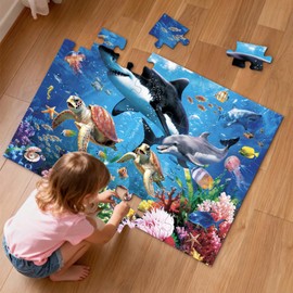 Pawparty Jumbo Floor Puzzle for Toddlers, 48 Piece Puzzle Educational for Kids, 3 x 2 Feet Gaint Toy (Undersea)
