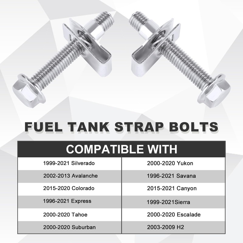 2 Sets 304 Stainless Steel Fuel Tank Strap Bolts, Premium