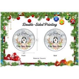 Siberian Husky First Christmas 2021 Ornament New Home Christmas Ornament Snowflake Rose Flower Deer Christmas Tree Decorations Hanging Ceramic Ornament Husky Christmas Tree Ornament Mommy Xmas Gift
