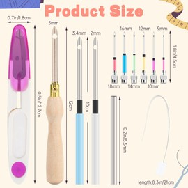 AUGSUN 13Pcs Punch Needle Kit, Punch Needle Tool Adjustable Punch Needle Embroidery Kits Wooden Handle Embroidery Pen for Embroidery Floss Cross Stitching Beginner