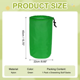 YELARXI Stuff Sack, Nylon Waterproof Storage Sacks Portable Drawstring Dry Stuff Bag Gear Organization with Toggle, 9x16Inch Fit for Backpacking Camping Traveling Hiking(Green)