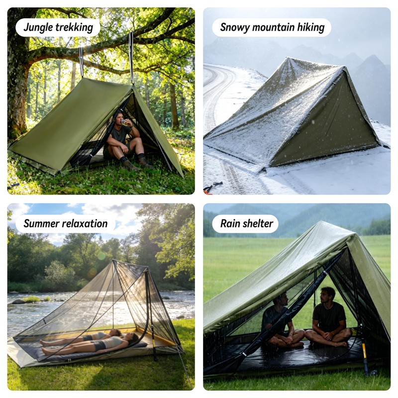 TGpao Portable Trekking Pole Tent for Camping,2 Person Backpacking Shelter