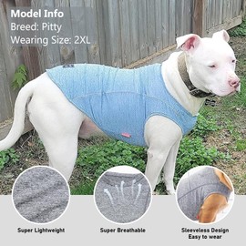 KYEESE Dogs Shirts Quick Dry Reflective Lightweight Soft Dog T-Shirt Stretchy Tank Top Breathable Sleeveless Vest Dog Tee Shirts for Medium Dogs,XXXL,Grey