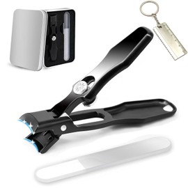 Gloniawor Nail Clippers,Nail Clippers with Catcher,Keychain Nail Clipper,Fingernail Clipper,Nail Clippers for Men,Toe Nail Clippers for Thick Nails for Seniors (Black)