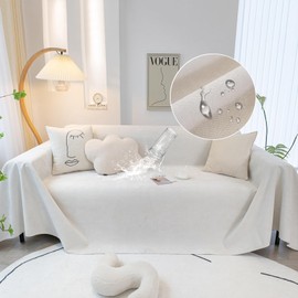 STACYPIK Thick Waterproof White Sofa Cover Stylish Leakproof Couch Cover Pets Friendly Anti-Wrinkle Non Slip Sofa Slipcover for 3 Cushion Couch Hair Resistant Sofa Cover Outdoor Furniture Cover