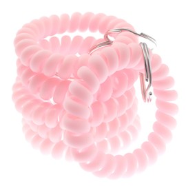 Lind Kitchen 6PCS Pink Plastic Wrist Keychain Spring Flexible Spiral Wrist Coil Stretchable Wristband Spiral Key Chain Bracelet Key Holder Key Ring for ID Badge