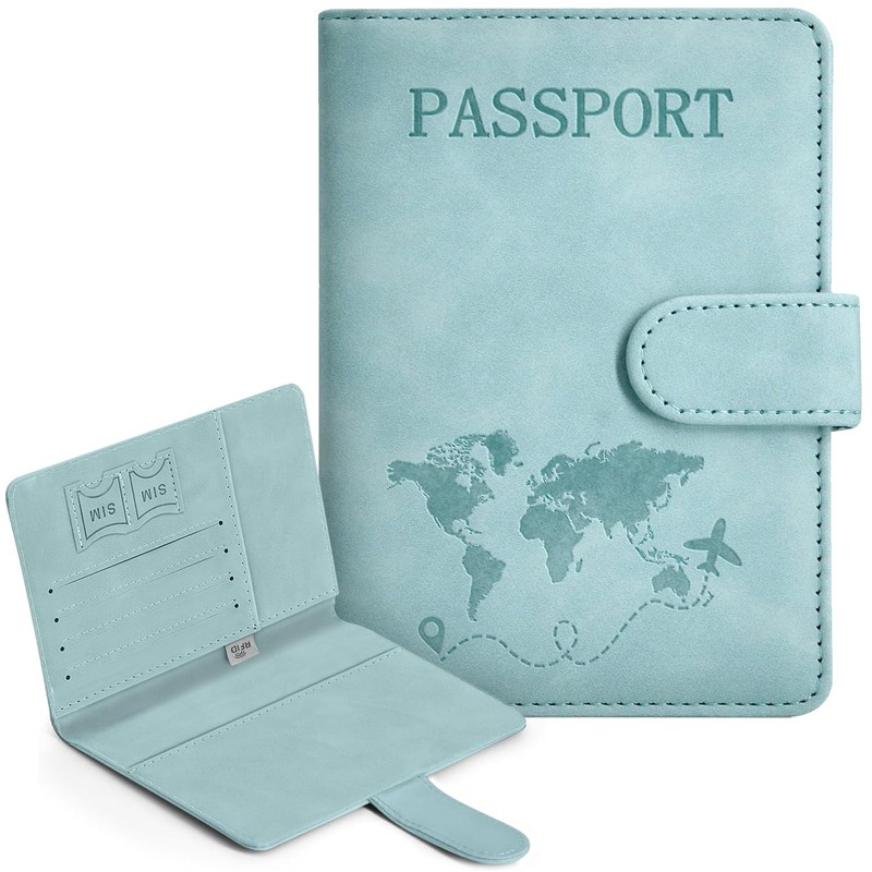 Porta Pasaporte con Bloqueo RFID, Porta Pasaporte y Visa Impermeable,