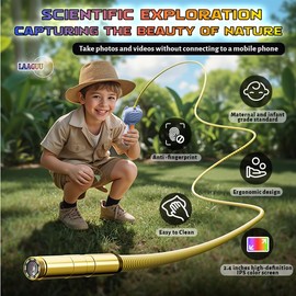 Borescope Snake Camera with Light for Kids，STEM Endoscope Educational Toy Kit，Outdoor Camping Nature Science Exploration Hoilday Birthday Gift for Boys & Girls Ages 3+ Years Old (Blue)