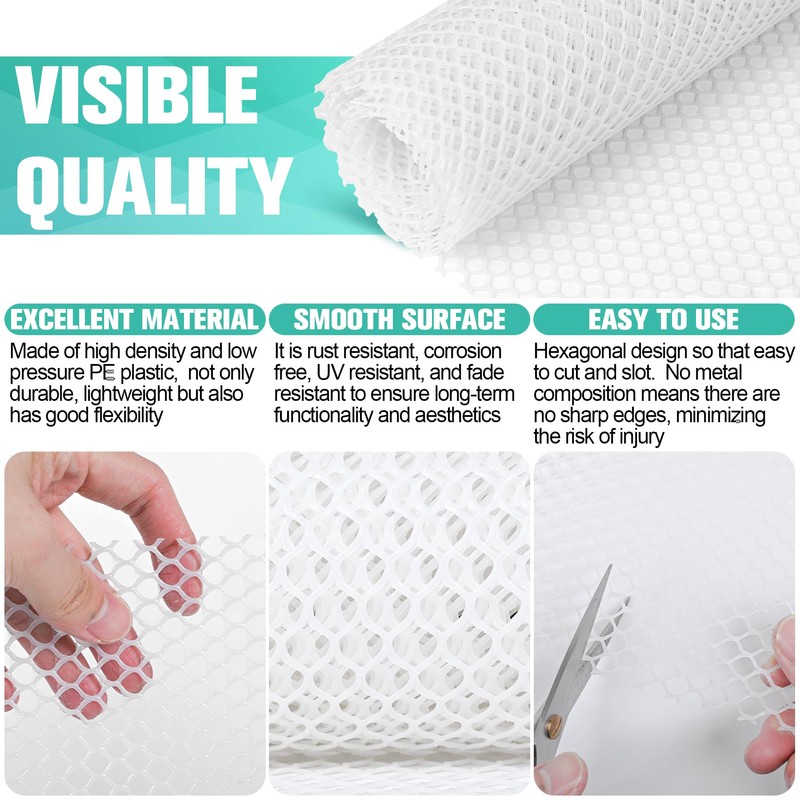 Plastic Mesh Fence Sheet 15.7IN x 10FT - 0.3IN Opening
