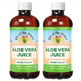 Lily Of The Desert Organic Aloe Vera Juice 2-Pack – Inner Fillet, Natural Gut & Digestive Support, Stomach Relief, 32 Fl Oz Ea