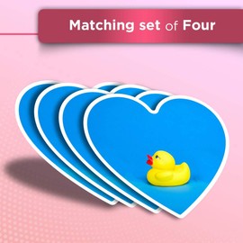 Vinyl Heart Stickers (Set of 4) - Bath Toy Yellow Duckling Duck Kids Fun Decals for Laptops,Tablets,Luggage,Scrap Booking,Fridges #16798
