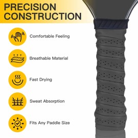 2-Pack Pickleball Paddle Overgrip Tape - Anti-Slip Replacement Grip Wrap for Pickleball Rackets - Shock Absorbing & Moisture Wicking - Easy Installation & Long Lasting Performance (Black)