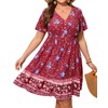 Women's Plus Size Summer Boho Casual Dress Short Sleeve V