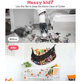 PrimZooty Stuffed Animal Hammock - Extra Large 56'' Long, Stuffed Animal Storage, stuffed animal Holder net, Toy Hammock Large, Toy Storage Hanging Organizer - Black