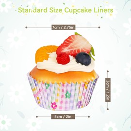 SKIDEC Standard Cupcake Liners 400 Count Paper Baking Cups Spring Floral Disposable Cupcake Wrappers for Wedding and Party Baking Supplies