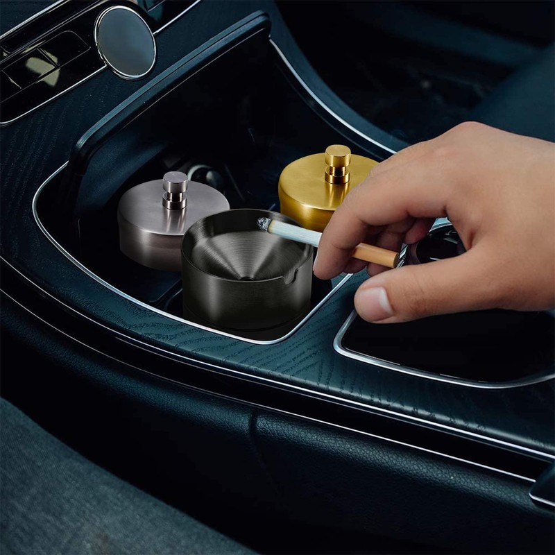 Car Ashtray with Lid Smell Proof Stainless Steel Auto Ashtrays