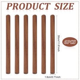 BENECREAT 6PCS 11.8x0.7inch Walnut Dowel Rod Sticks Unfinished Round Wooden Crafts Sticks for Crafts or DIY Braiding Tapestry
