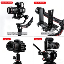 JLWIN Vertical Shooting Plate,L-Shape Bracket Quick Release Plate for Zhiyun Crane 2 3 LAB Weebill 2 3 Webill-S Stabilizer,Compatible Arca Swiss/Manfrotto Tripod,Horizontal Vertical Shooting