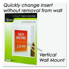 NuDell 38017Z Clear Plastic Sign Holder, Wall Mount, 11 x 17