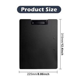 Clipboard A4, Premium Clipboard Folder with Lid, Foldover Clip Boards Double Clip Plastic Folder, Black Lightweight Clip Folder for Business, Office, School