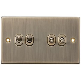 Knightsbridge CSTOG4AB 10AX 4G 2 Way Toggle Switch - Square Edge Antique Brass
