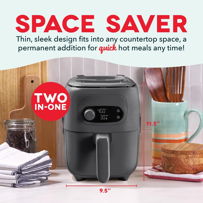 DASH Flip & Fry 2-in-1 Grill + Air Fryer, 3
