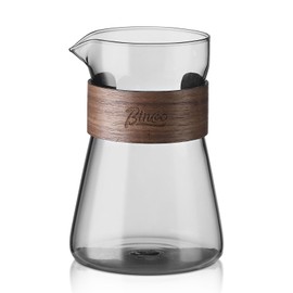 Glass Coffee Carafe with Wood Heat-Resistant Layer, Pour Over Coffee Carafe and Tea Steeper Coffee Decanter Coffee Server, 1 Pcs Included(Smoky Gray)