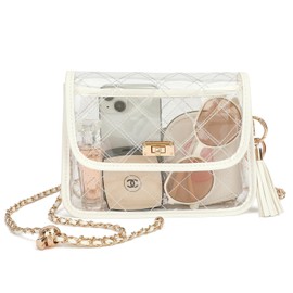 YBO Clear Purse for Women Stadium Approved, See Through Clear Crossbody Transparent Shoulder Bag for Sports Events White