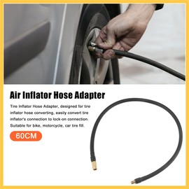 REPAIROCK 60cm Threaded Tire Inflator Extension Hose Chuck Adapter Air Pump Tube Tire Valve Pipe for Car Truck Bike MTB Copper Rubber Black Copper Tone Auto Replacement Parts