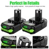 Upgraded 2Packs 3800mAh P107 Battery Compatible with Ryobi 18V Battery