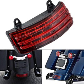 NATGIC Motorcycle Tail Light Tri Bar Tail Light L-E-D Brake Light with Turn Signal and Running Light for H-arley David/-Son FLHX FLTRX Street Glide Touring - Red Lens