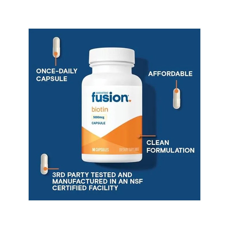 Bariatric Fusion Biotin 5000mcg 90 Cápsulas Para Crecimiento