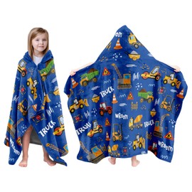 JOPJOLIW Truck Hooded Bath Towels for Kids, Truck Toddler Bath Beach Towel 37 x 51 in, Trucks Bathroom Pool Swim Towels for Kids, Cute Cartoon Trucks Car Boy Girls Baths Towels Wearable Wrap for Child