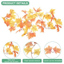 M METERXITY 4-Pack Artificial Maple Vines Garland with 52 Leaves 6.5Feet Faux Maple Vines Greenery Garland for Home Decor/Wedding/Christmas/DIY/Party/Home/Garden Office [Yellow Orange]