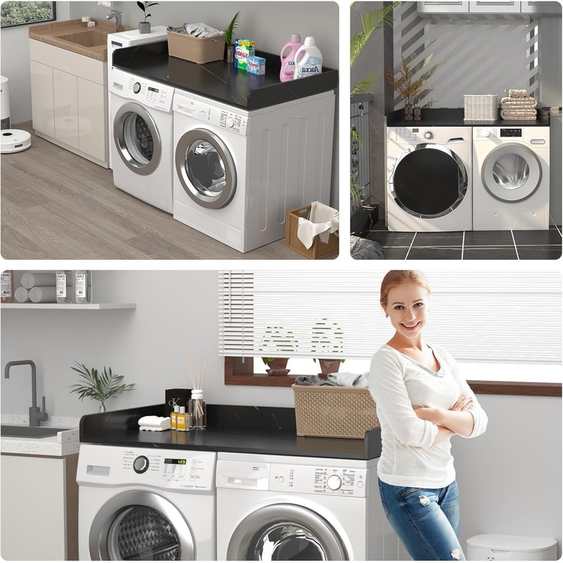 Yaofala Washer Dryer Countertop, Laundry Countertop Solid Wood with Edge