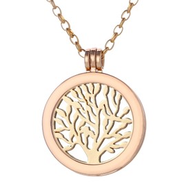 Morella Women Necklace 70 cm 27.5" Golden Stainless Steel with Tree of Live Coin 33 mm 1,3" Gold in a Velvet Jewelry Bag